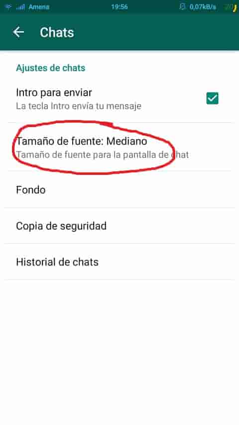 Cómo cambiar el tamaño de letra en Whatsapp Android