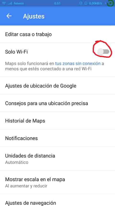 Opción “Solo WiFi” y descargar mapas offline en la tarjeta SD
