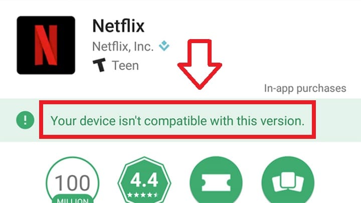 Aplicación Netflix No Compatible