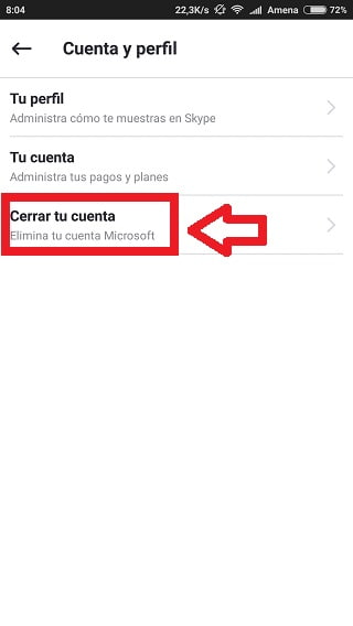 cerrar cuenta de skype