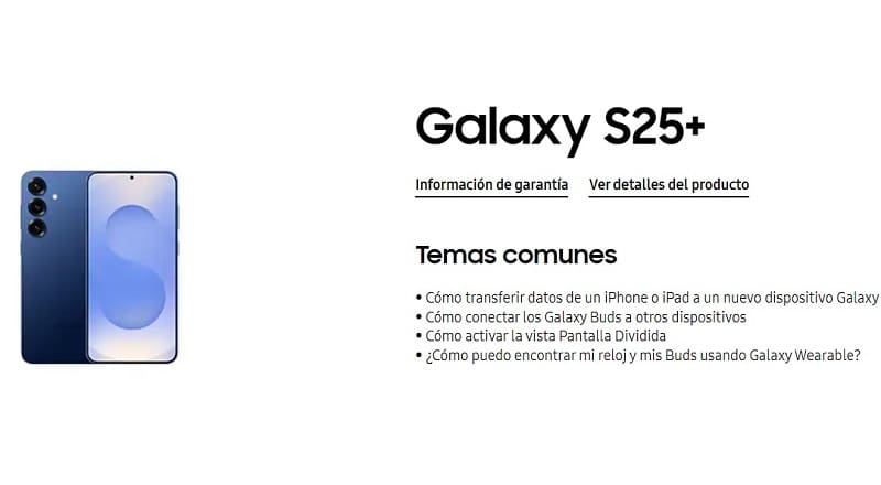 Manual Samsung Galaxy S25 plus.