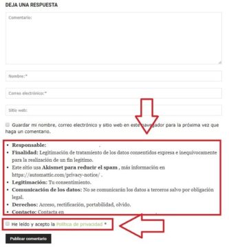 Modificar Formulario Comentarios Wordpress Para Cumplir Con RGPD