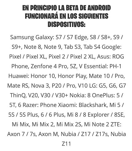 lista de dispositivos compatibles con fortnite - telefonos android compatibles con fortnite