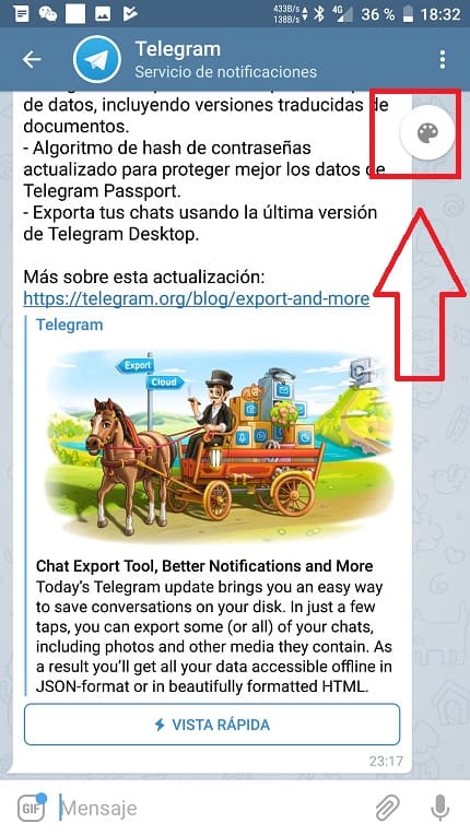 poner un chat transparente en Telegram