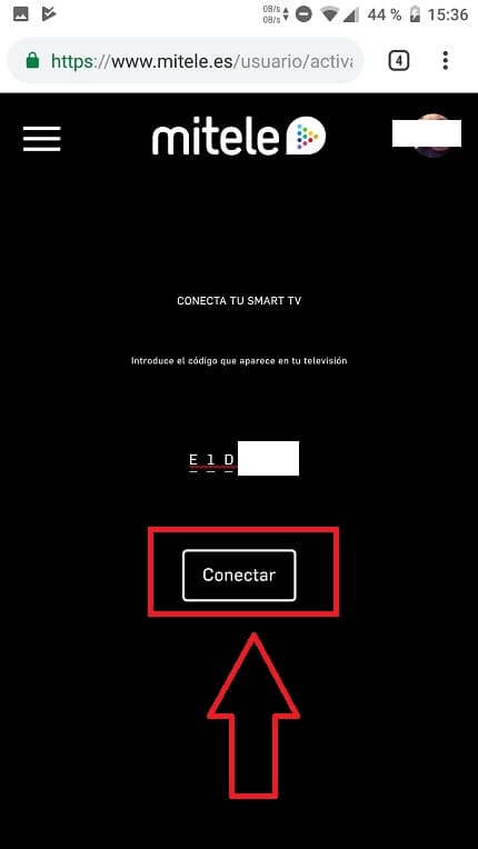 introducir código de mitele en smart tv