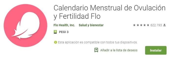 calendario menstrual app.
