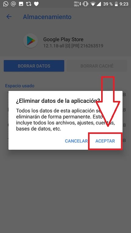 Eliminar datos de Google Play