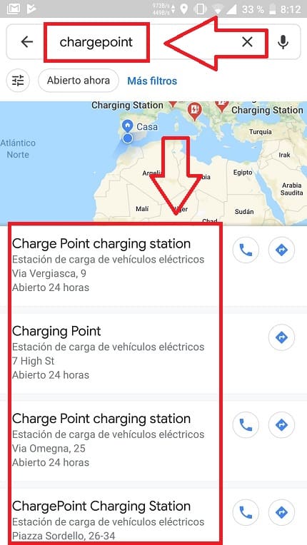 recargar coche eléctrico google maps