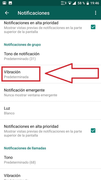 eliminar vibración en whatsapp
