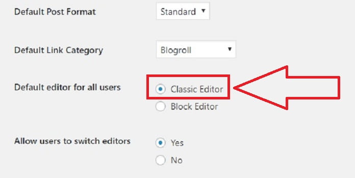 editor clásico en wp 5.0