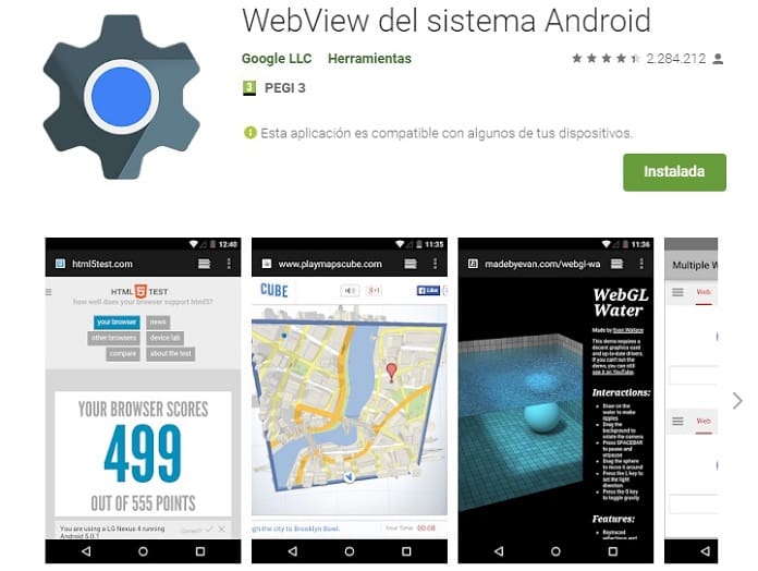 ¿Qué es la aplicación Android System WebView?