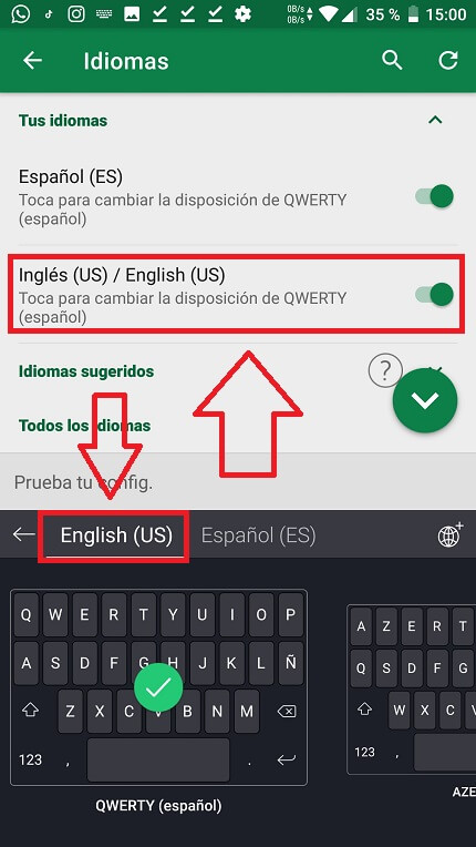 cambiar idioma teclado android