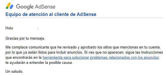 atención al cliente adsense.