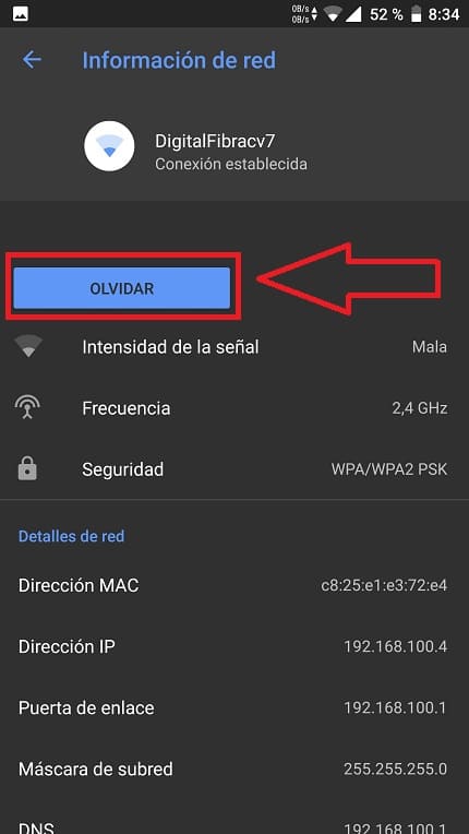 error de conexión wifi android