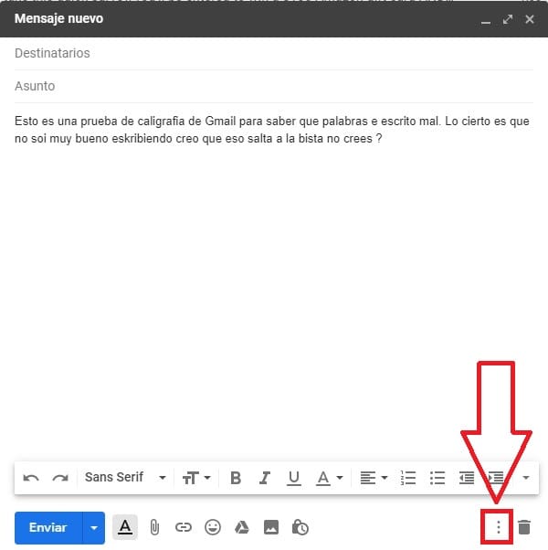 comprobar ortografía en Gmail