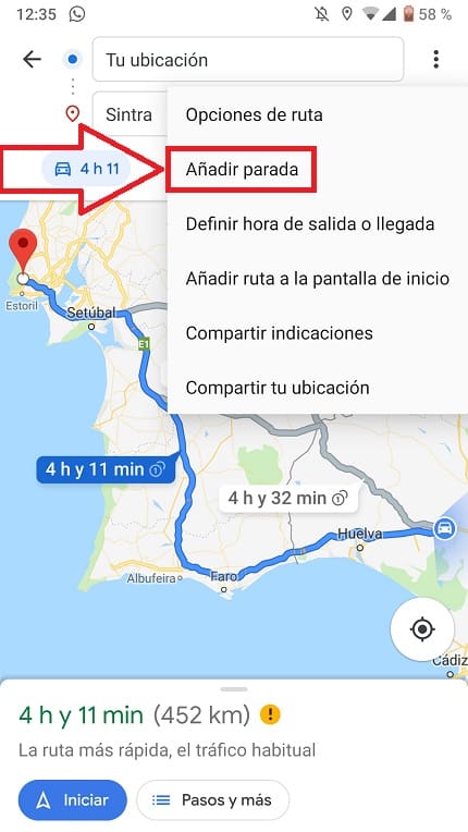 añadir ruta en google maps