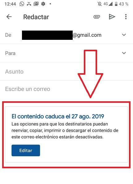 como desactivar el modo confidencial de gmail