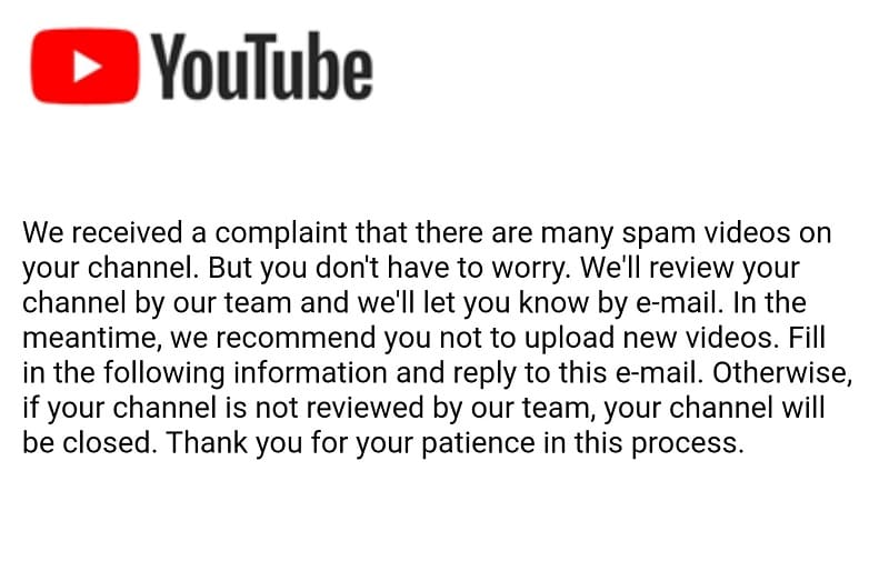 no abrir este correo phishing de youtube.