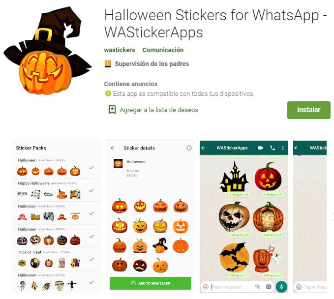 stickers de halloween para enviar por whatsapp.