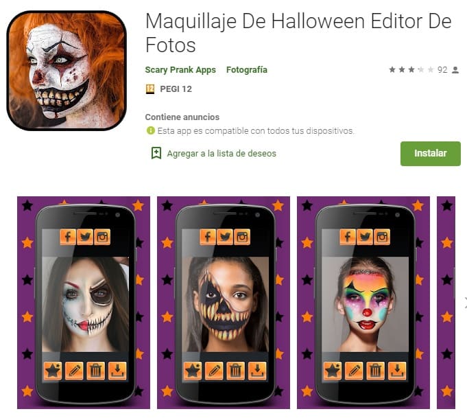 aplicación de maquillake para halloween gratis.