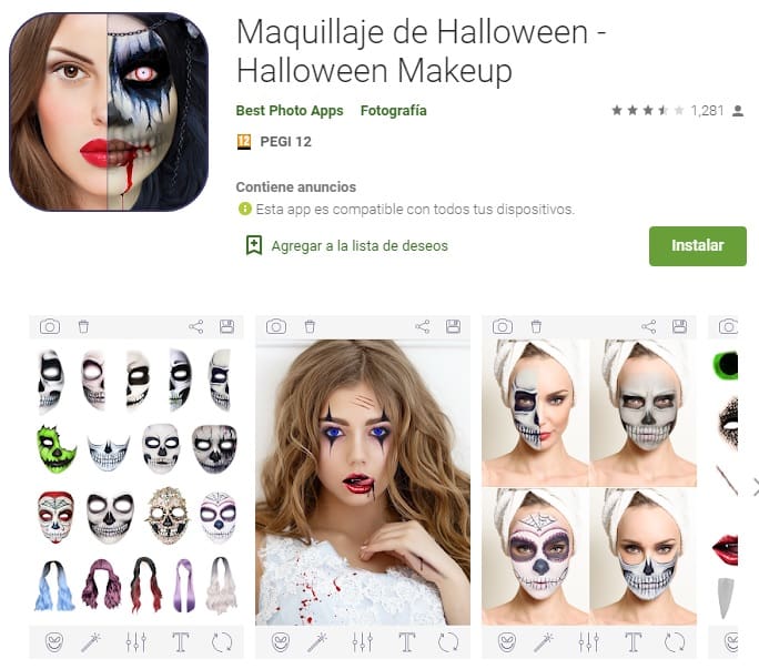 aplicación para maquillar en halloween gratis.