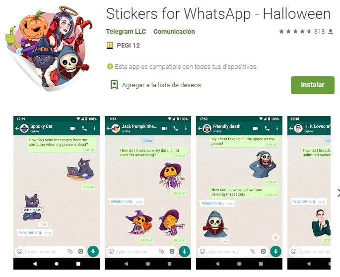 como enviar stickers de halloween por whatsapp.