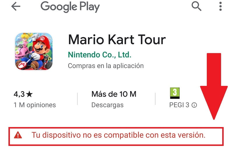 MARIO KART TOUR: 'Tu dispositivo no es compatible con esta versión