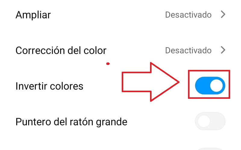 invertir colores en android