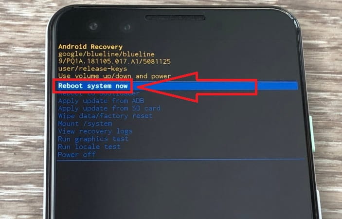 reboot system now android