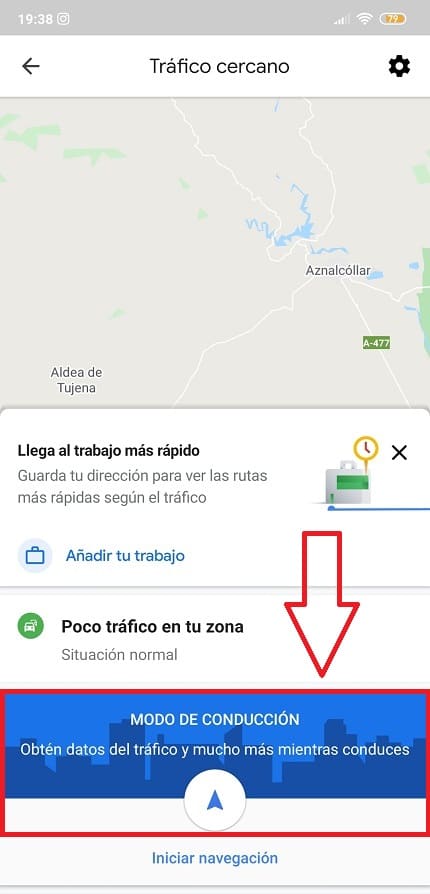 modo auto en google maps.