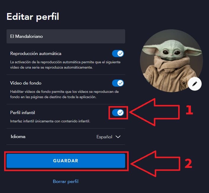 hacer un perfil infantil disney plus.