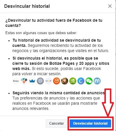 eliminar Off-Facebook Activity