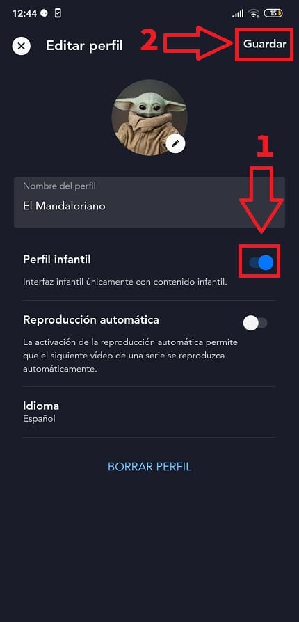 convertir un perfil en un perfil infantil en disney plus.