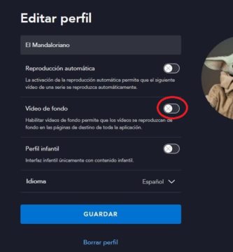quitar video de fondo en disney plus.