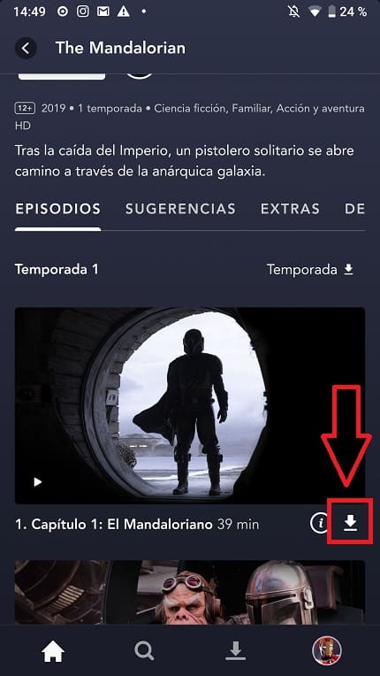 descargar películas de disney + en el móvil.