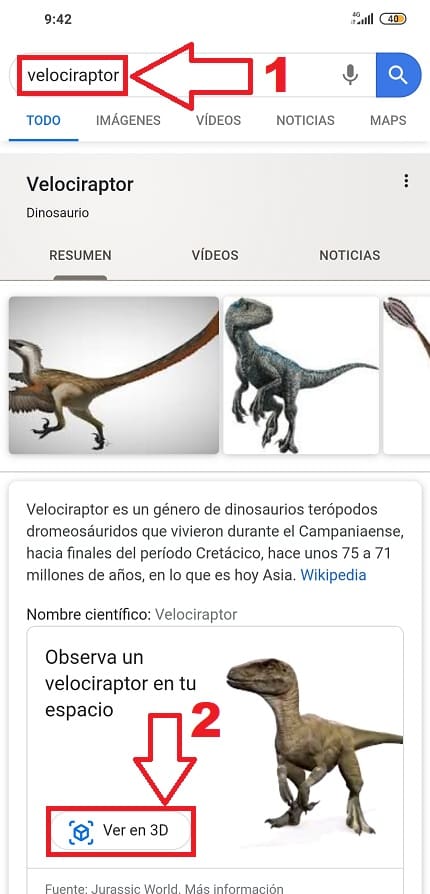 dinosaurios de google realidad aumentada.