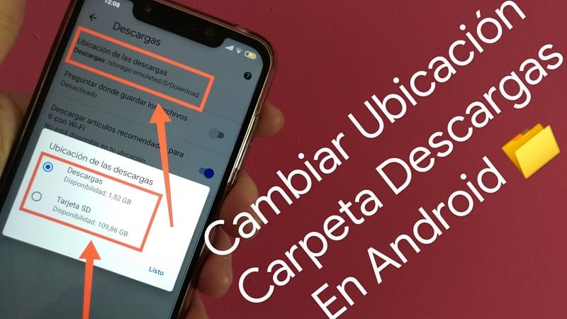 cambiar carpeta descargas android