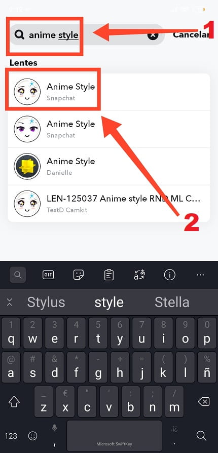 filtro de Snapchat para convertir un rostro en anime.