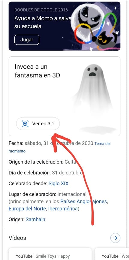 invocar un fantasma en Google en 3D.