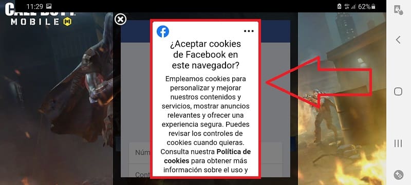 aceptar cookies facebook call of duty mobile.