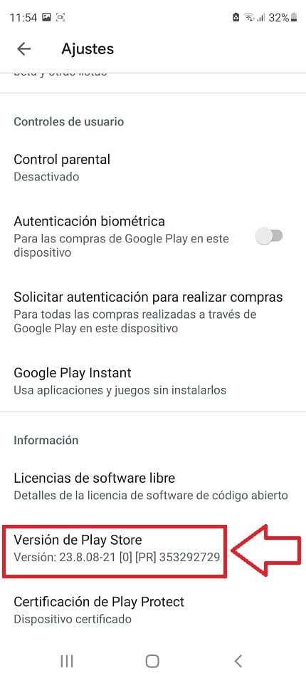 versión google play store.