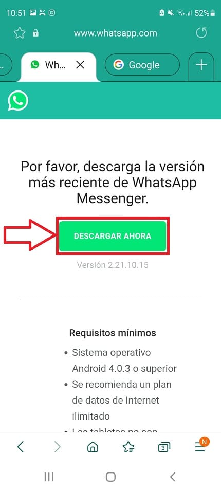 aceleracion de whatsapp no anda.