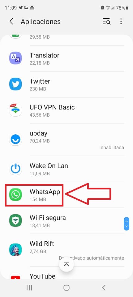 aplicación whatsapp.