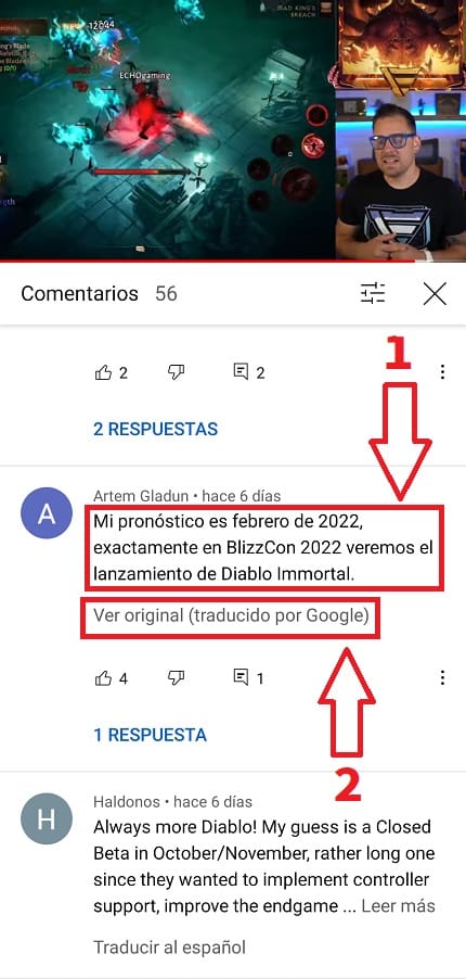 Poner comentarios de YouTube en Español.