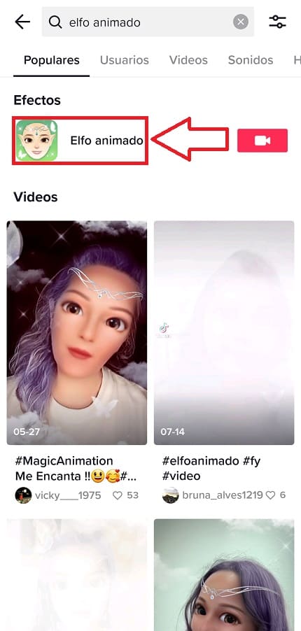 añadir filtro Elfo Animado TikTok.