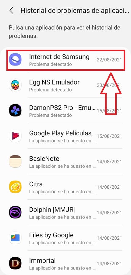 historial de problemas en Samsung.