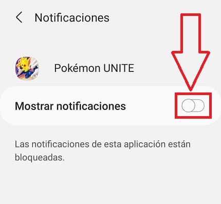 eliminar notificaciones pokémon unite.