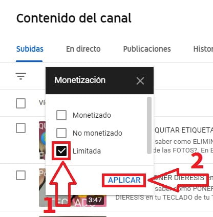 apelar vídeos en amarillo Youtube.