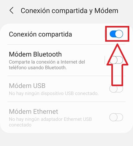 Compartir conexión modem en Switch Oled.