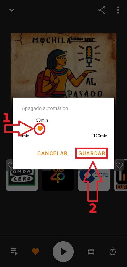 Apagar la radio de Ivoox automáticamente.